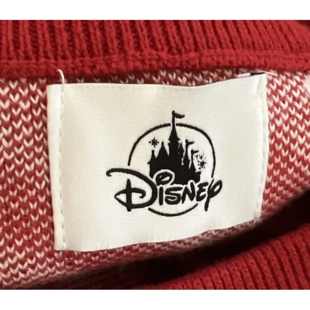 New Disney Parks Santa Mickey Mouse Sweater Xmas Candy Cane Stripes Mens S - Picture 4 of 7
